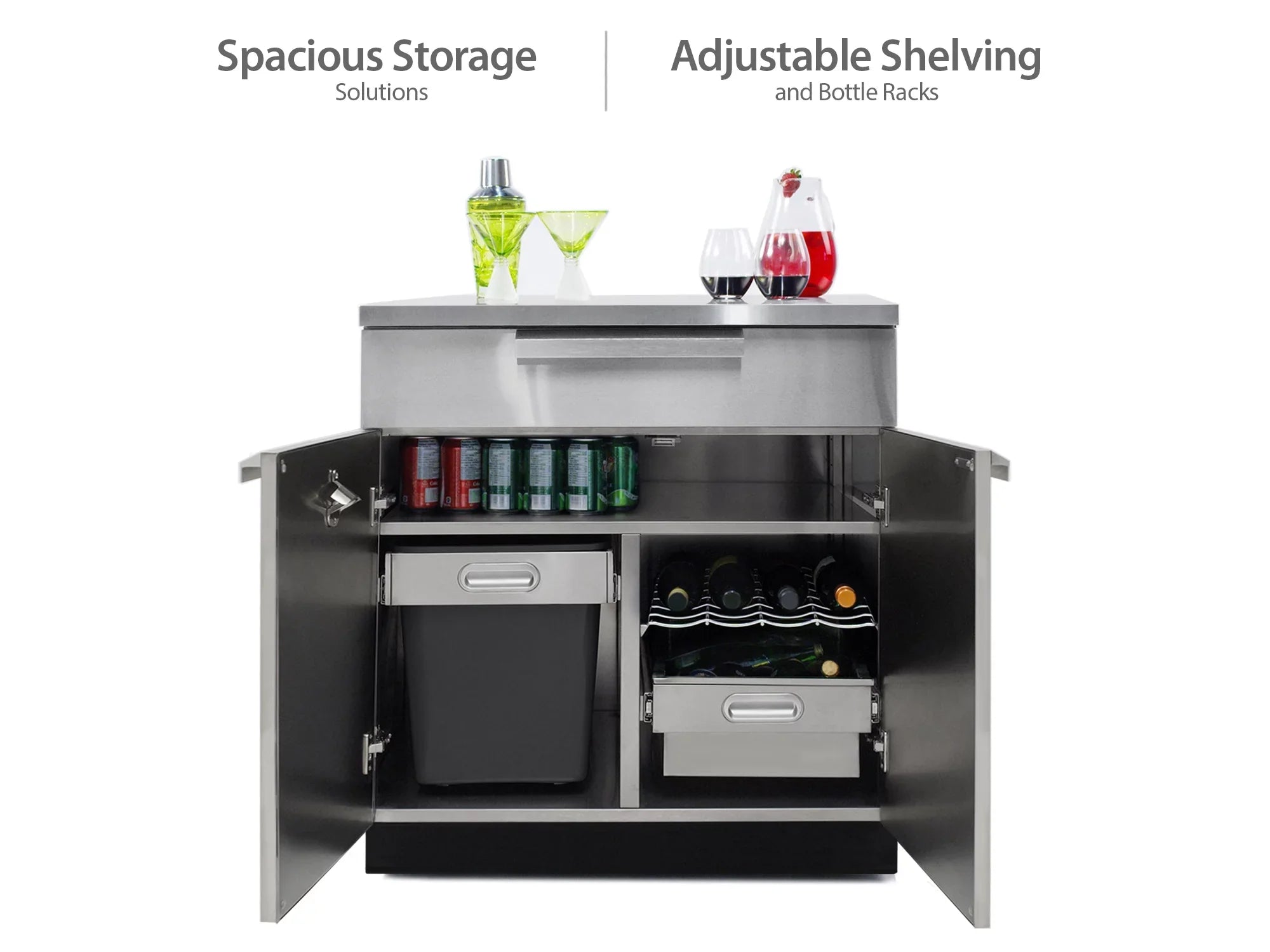 Outdoor Kitchen 5 Piece Cabinet Set in Stainless Steel with Countertops