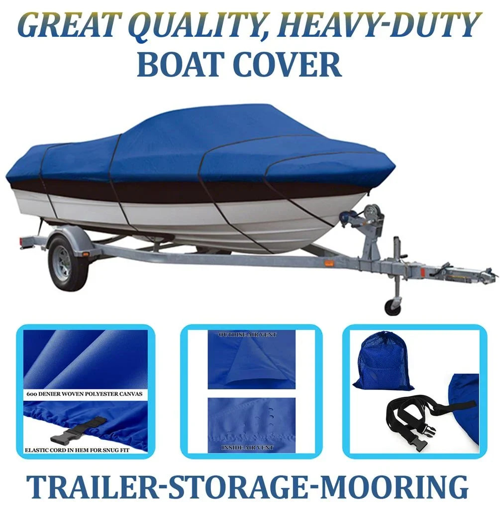BLUE, GREAT QUALITY BOAT COVER Compatible for LOWE ROUGHNECK RN 1650 SC 2015 - Exclusive Design