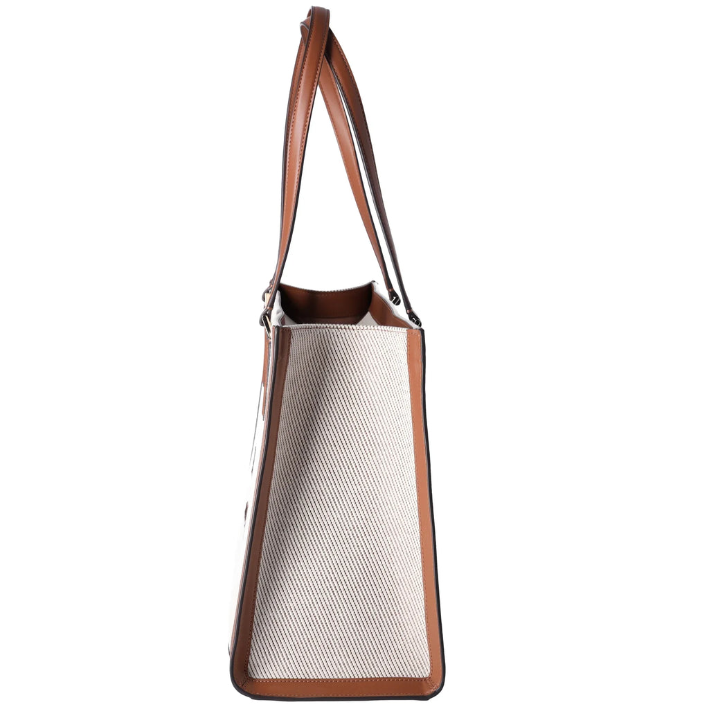 Kate Spade KF508 Ellie Canvas Leather Large Shoulder Tote Warm Gingerbread - Exclusive Design