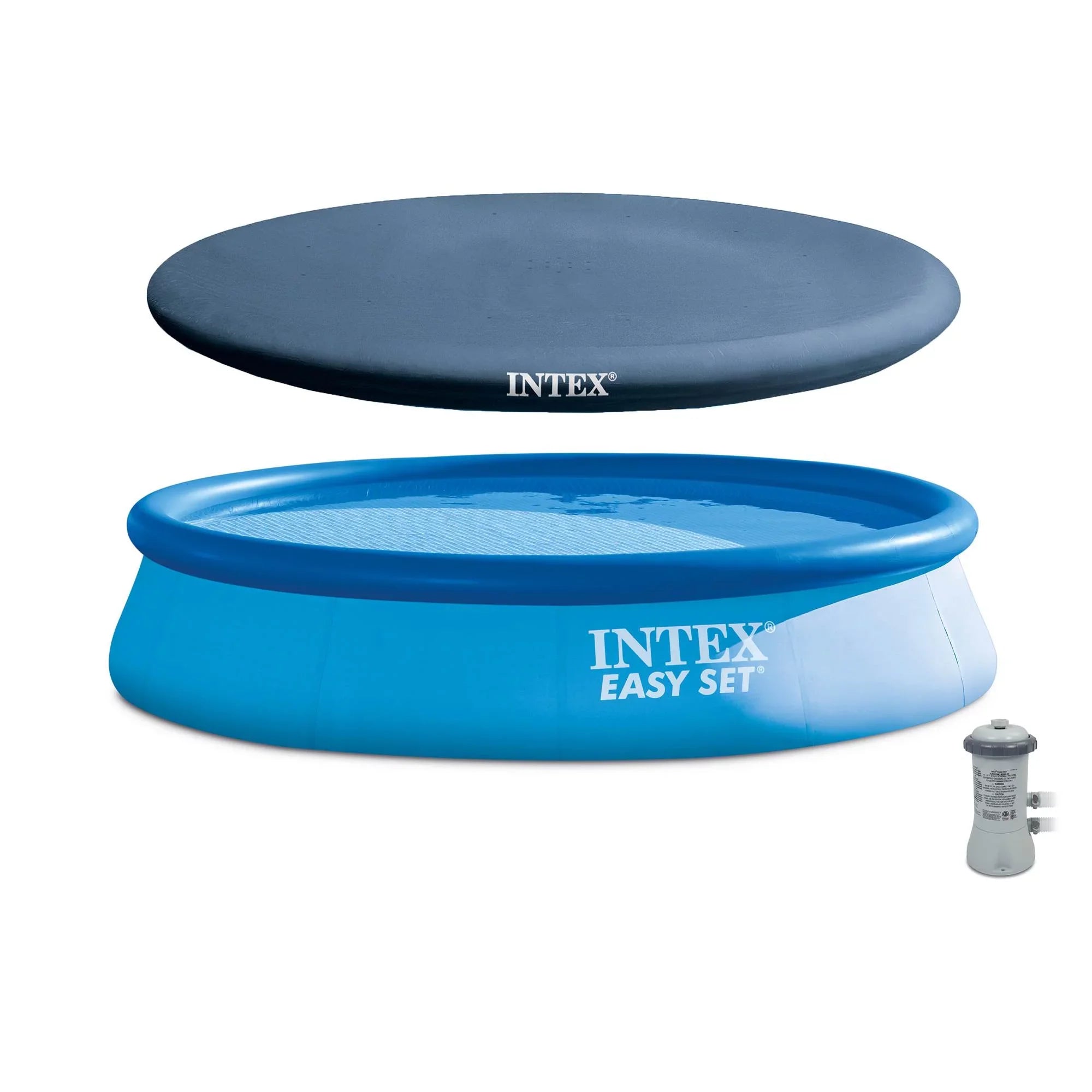 Intex 13' x 32" Easy Set Inflatable Outdoor Pool with Filter Pump & Cover - Exclusive Design