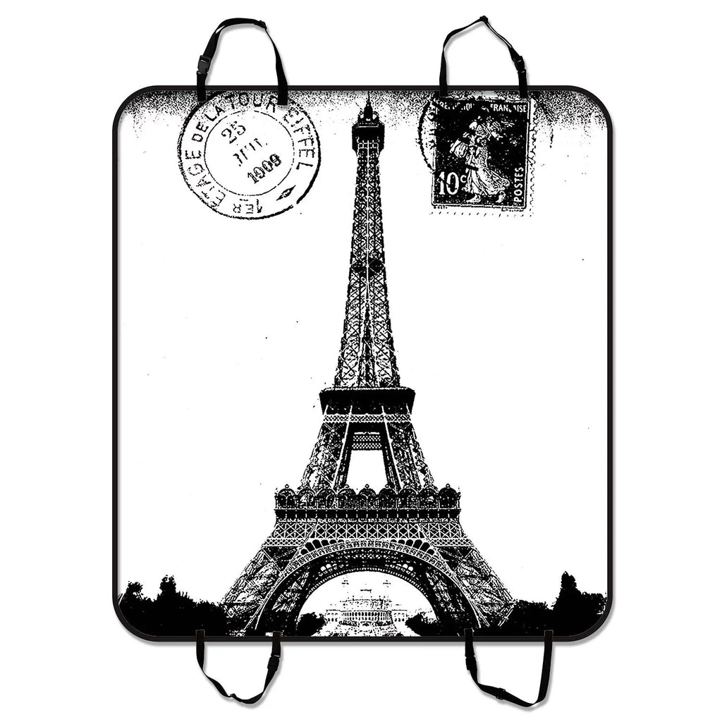 Stylish GCKG Frech Paris Eiffel Tower City of Love Black White Pet Car Seat Cover Dog Car Seat Mat Hammock Cargo Mat Trunk Mat For Cars Trucks and SUV 54x60 inches
