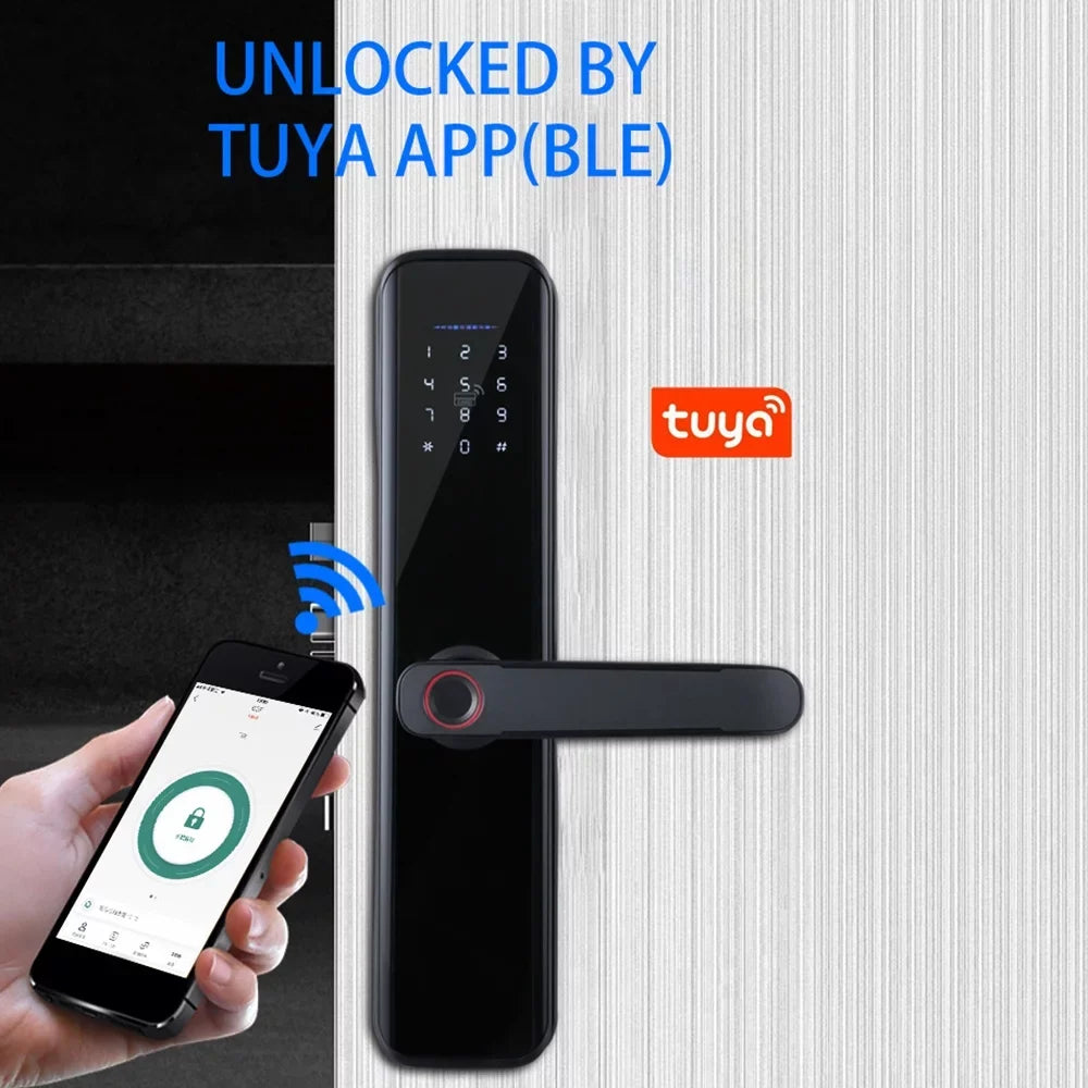 Htovila Smart Lock Fingerprint Lock Door Lock Keypad Door Lock with Handle Fingerprint Electronic Deadbolt Door Lock Smart Door Lock Compatible with APP