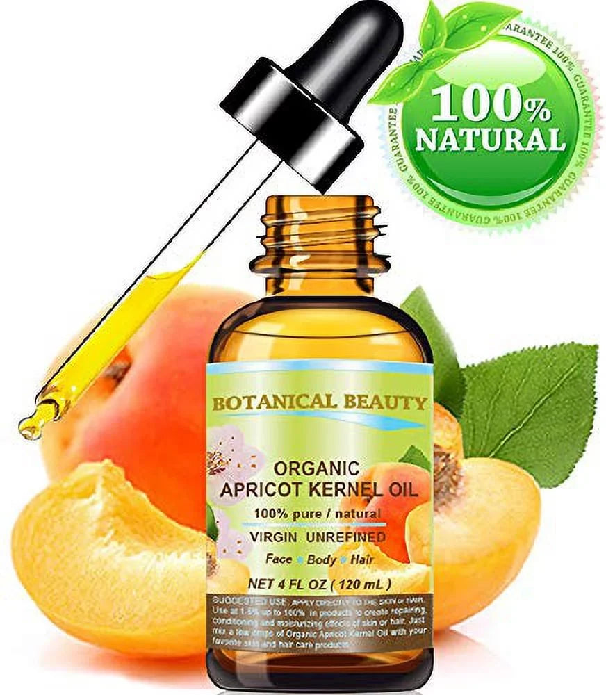 Organic Apricot Kernel Oil Australian 100 % Pure Natural Virgin Unrefined Cold Pressed Carrier Oil 4 Fl. Oz.- 120 Ml For Face, Body, Hair, Lip And Nail Care. Dry Skin, Cracked Hands, Rosacea, Ecz. - Exclusive Design