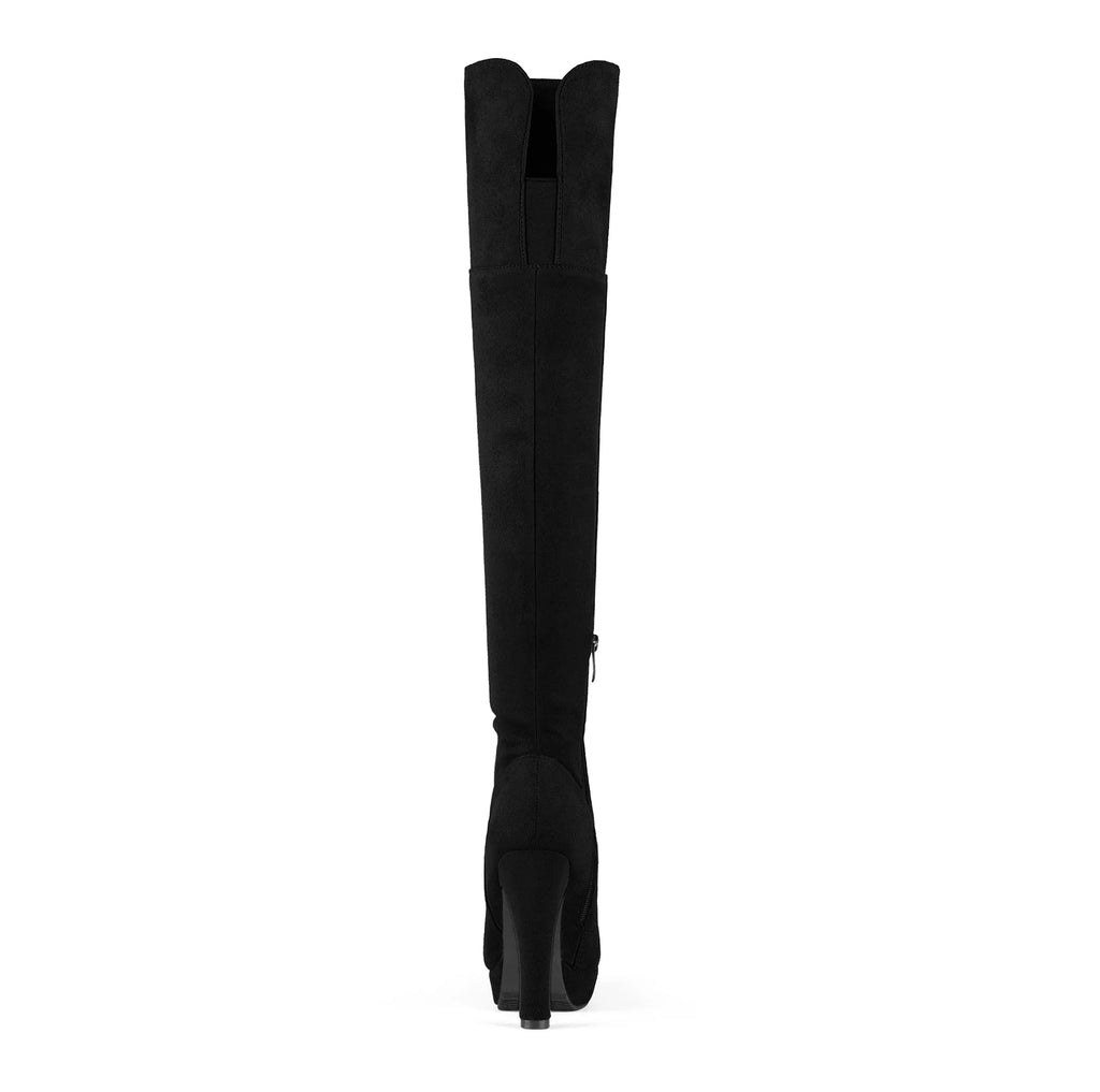Stylish DREAM PAIRS Women's Fashion Thigh High Chunky Heel Platform Over The Knee Boots HIGHPLAT BLACK Size 7.5