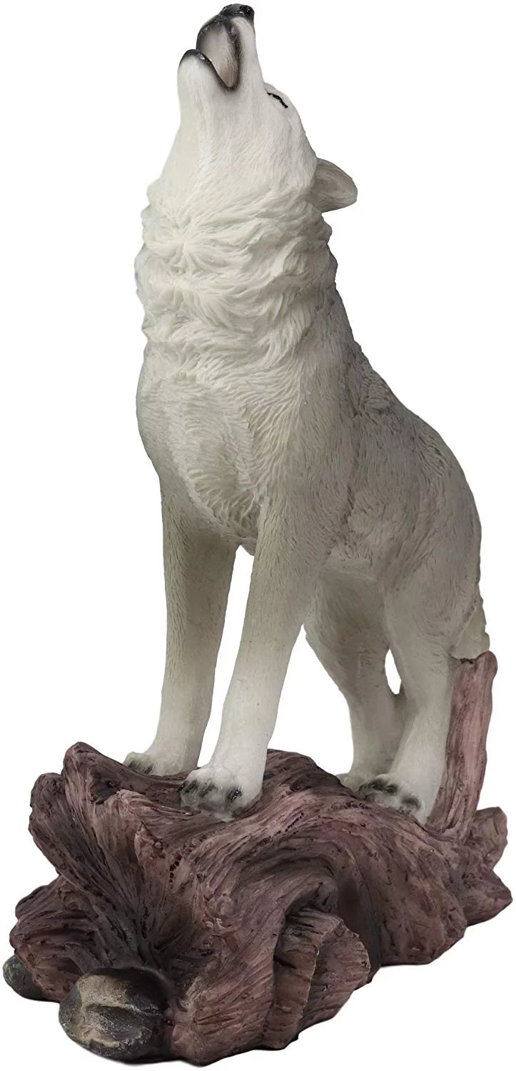 Large Cries Of The Night Howling Alpha Gray Wolf Statue 12"H Spirit Wolves Decor - Exclusive Design