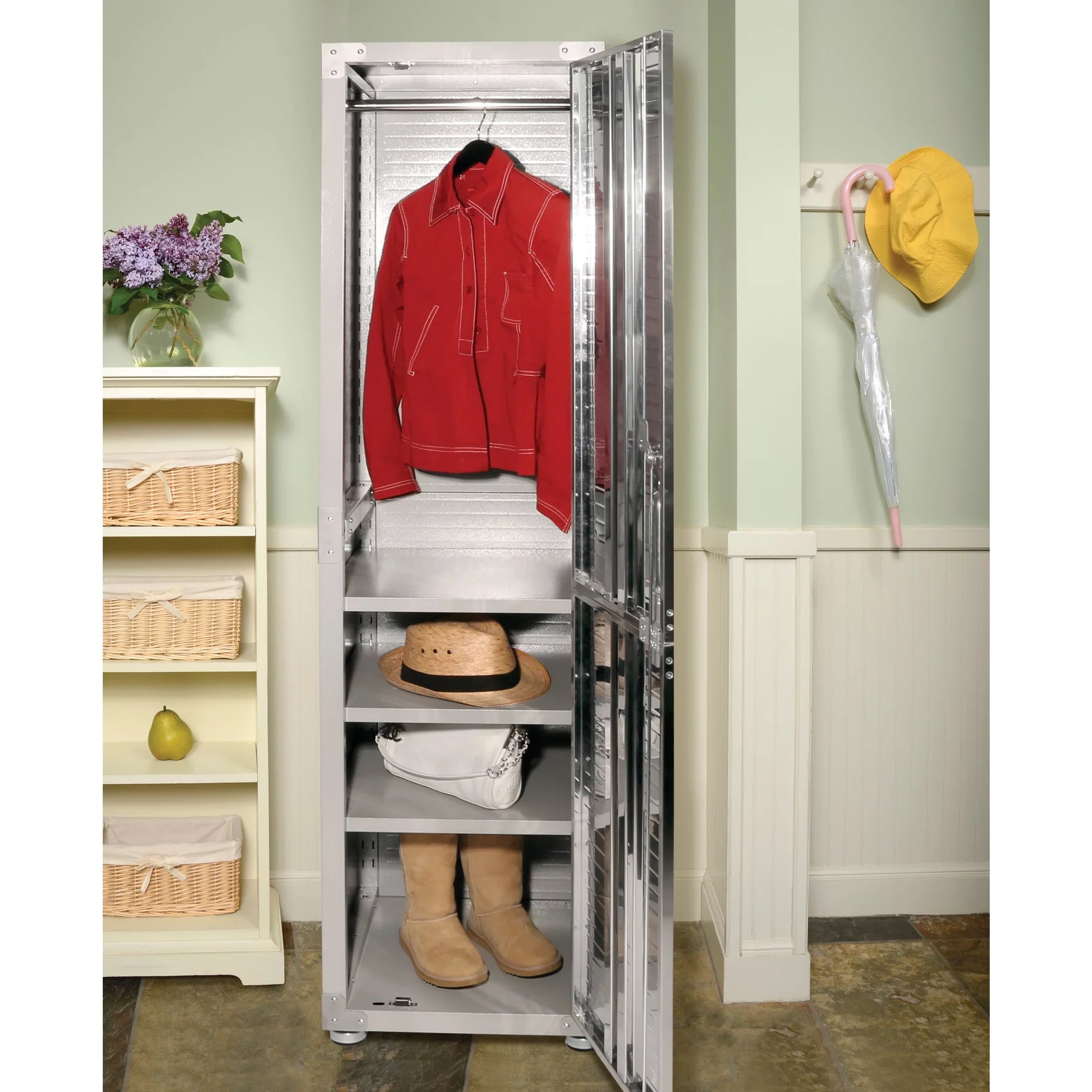 Seville Classics UltraHD Locker Storage Cabinet, 18" W x 24" D x 72" H, Granite Gray