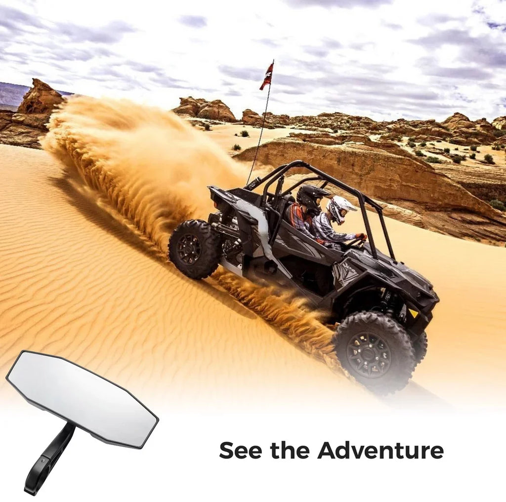 Rear View Center Mirror, 10" Ultra Clear SXS UTV Rear View Mirror, Adjustable Panoramic UTV Rear-view Mirror Fit for 1.75" Roll Bar - Exclusive Design