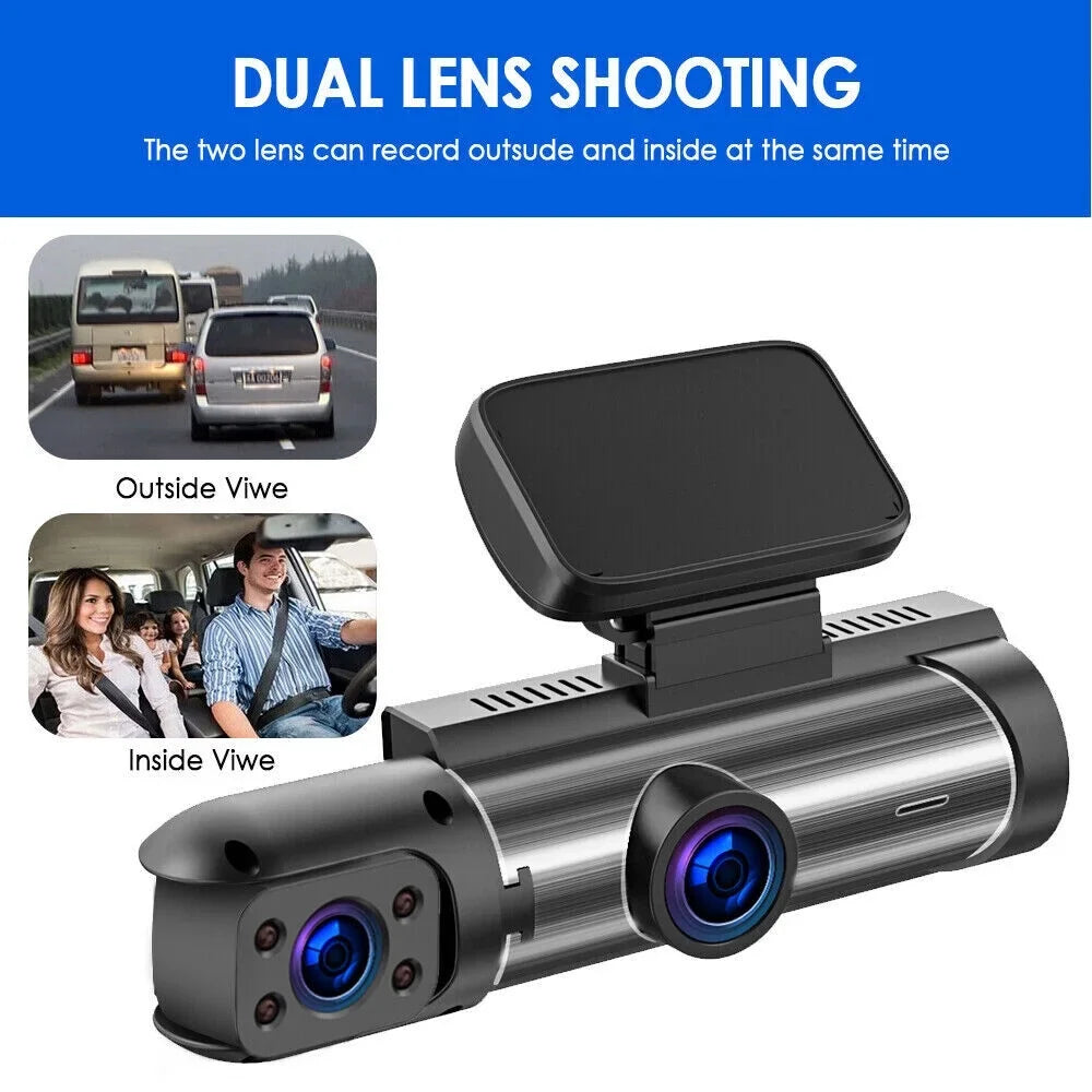 JLLOM Car DVR Dash Cam with Dual Lens Front and Inside Camera - 1080P - Exclusive Design