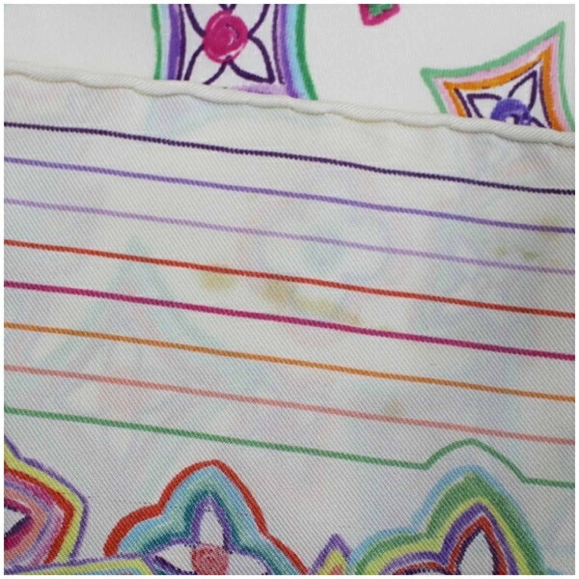Pre-Owned Louis Vuitton Silk Scarf Muffler Monogram White x Multicolor Women's (Good)