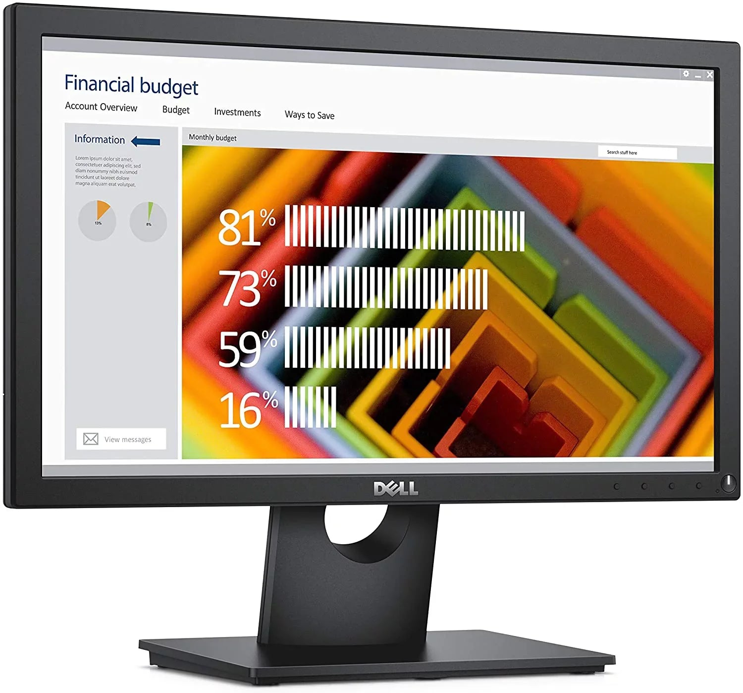 New E1916H 19" (1366x768) Widescreen LED Backlit LCD Monitor 60Hz 5ms DisplayPort & VGA, Tilt Adjustment - Exclusive Design