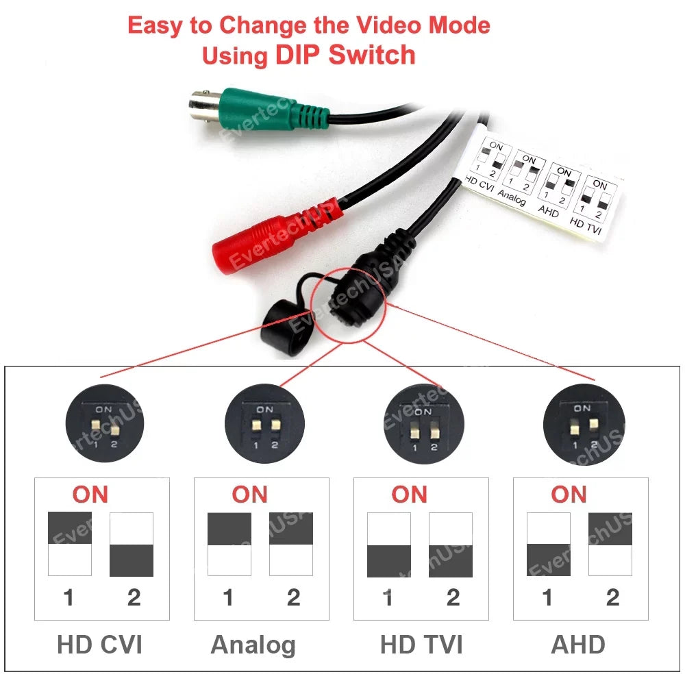 Stylish Evertech 1080p HD CCTV Security Surveillance Camera with 100 feet Video & Power Cable and Power Adapter