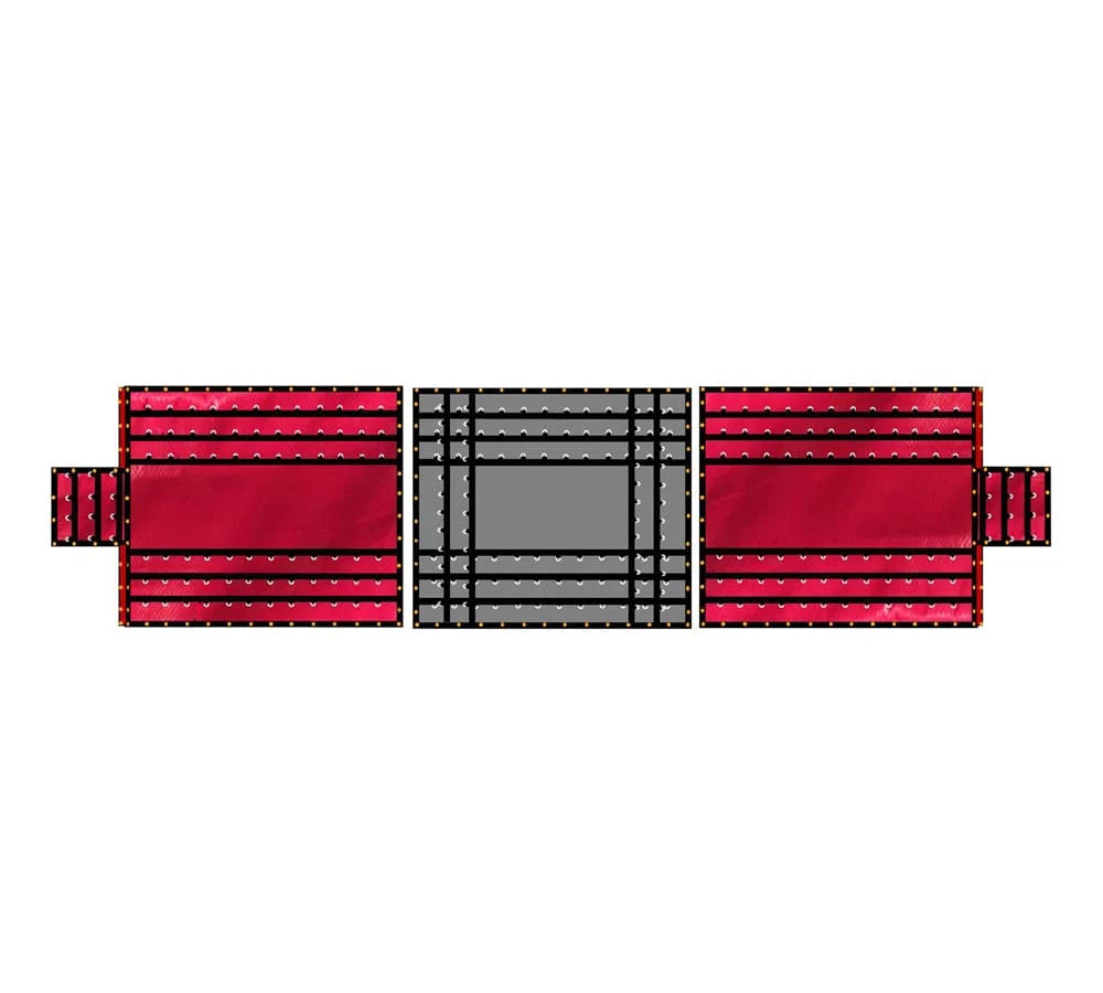 Stylish 24' x 18' 3 Piece Red/Black Lumber Tarp for Heavy Duty Truck Cargo - 18 Oz Vinly Flatbed Tarps with 8' Drop - Waterproof Tarp for Trailers to Protect Cargo from Wind, Rain, Snow and Sun