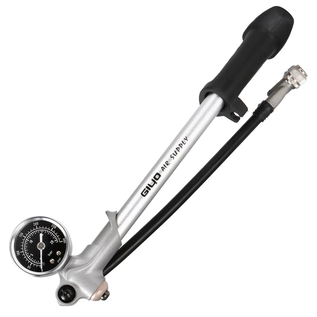 Stylish Arealer 300PSI Front Fork and Front Suspension Pump With Gauge High Pressure Pump with Lever Lock Schrader Valve Air Pump for MTB Mountain Bike