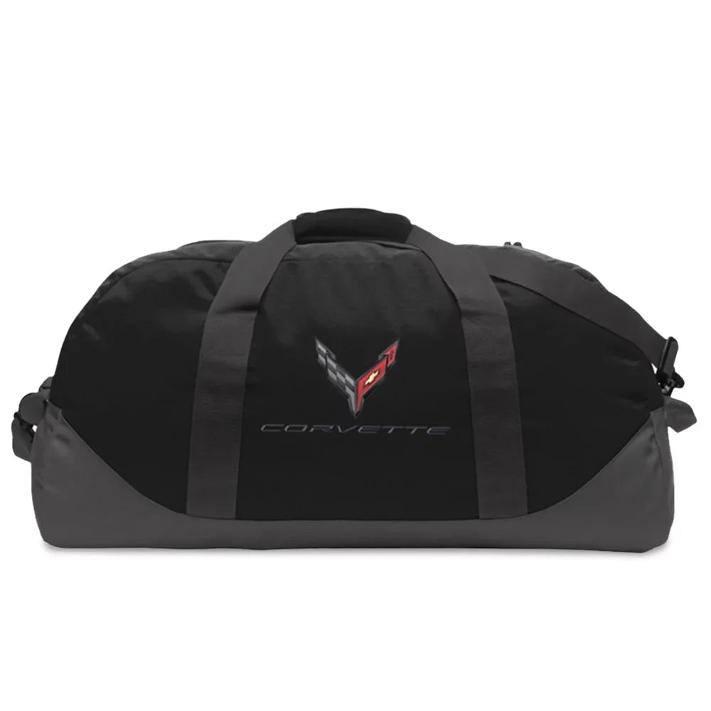 Next Generation C8 Corvette Eddie Bauer Duffle with Cross Flags Logo - Black
