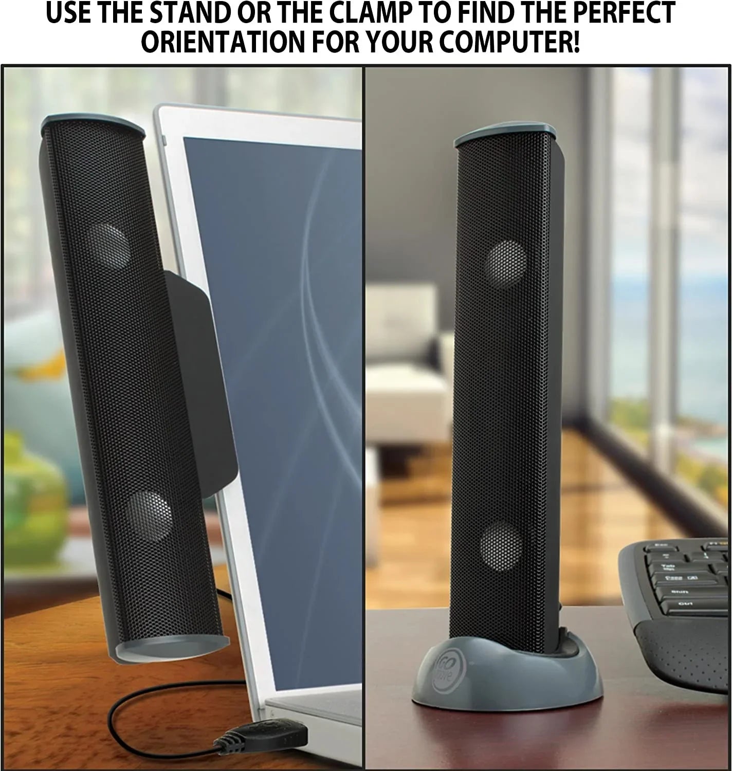 SonaVERSE USB Speakers for Laptop Computer - USB Powered Mini Sound Bar with -On Portable External Speaker