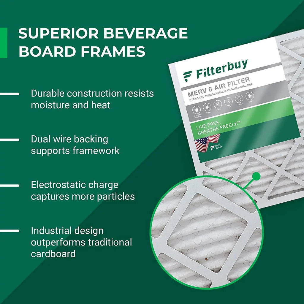 Filterbuy 12x24x2 MERV 8 Pleated HVAC AC Furnace Air Filters (4-Pack)