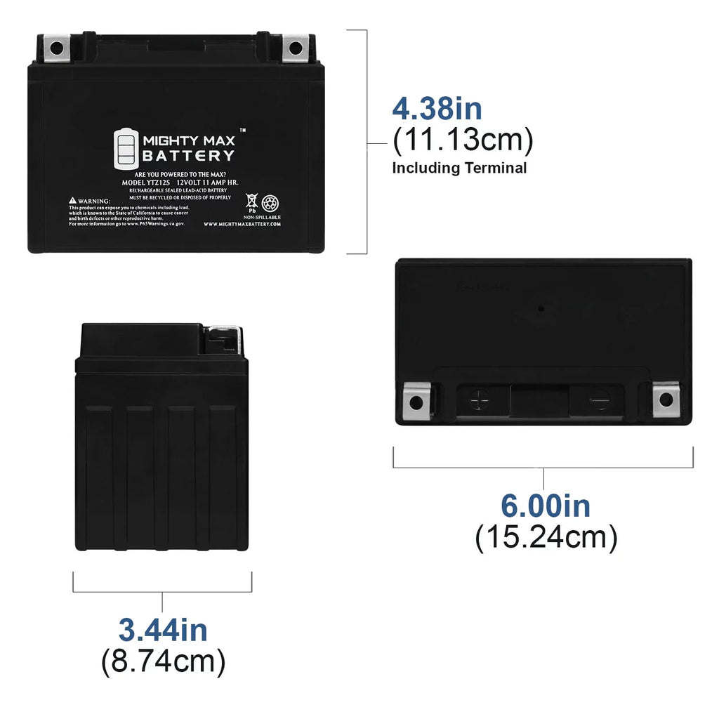 Stylish YTZ12S 12V 11Ah Replacement Battery compatible with Honda FSC600 Silver Wing 02-12 - 2 Pack