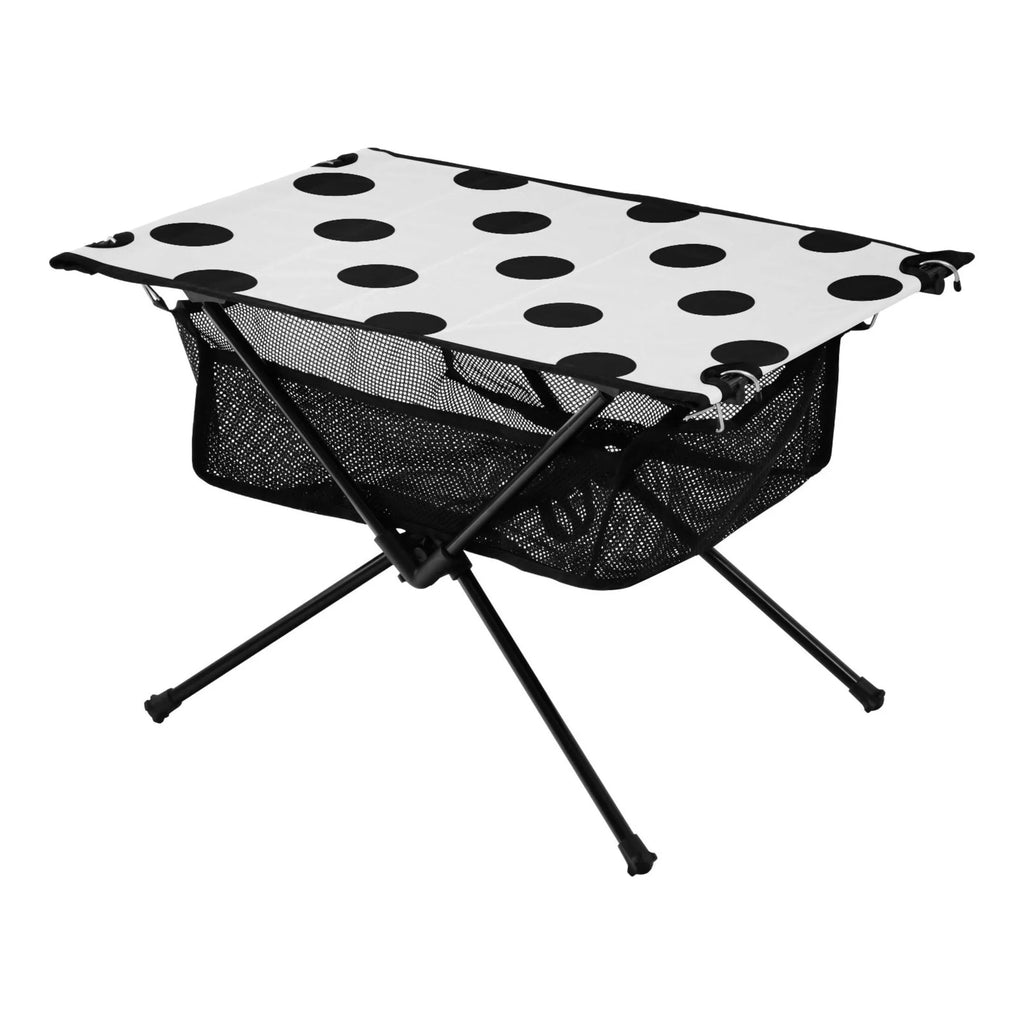 Black Polka Dots Camping Foldable Portable Table Beach Table with Storage Bag Compact Picnic Table for Outdoor Hiking Fishing BBQ - Exclusive Design