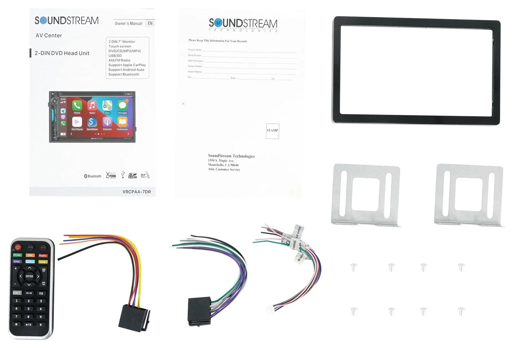 Soundstream VRCPAA-7DR 7" Car Monitor DVD Receiver w/CARPLAY/ANDROID AUTO+Camera - Exclusive Design