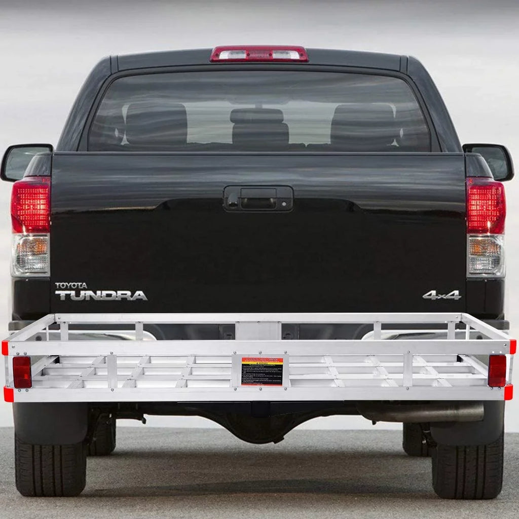 Stylish Hitch Cargo Carrier, Aluminum Trailer Hitch Cargo Carrier Fits 2â Receiver, 60â x 22â x 7â Mount Luggage Rack, Vehicle Cargo Basket for SUV, Truck, Car, 500LBS Capacity