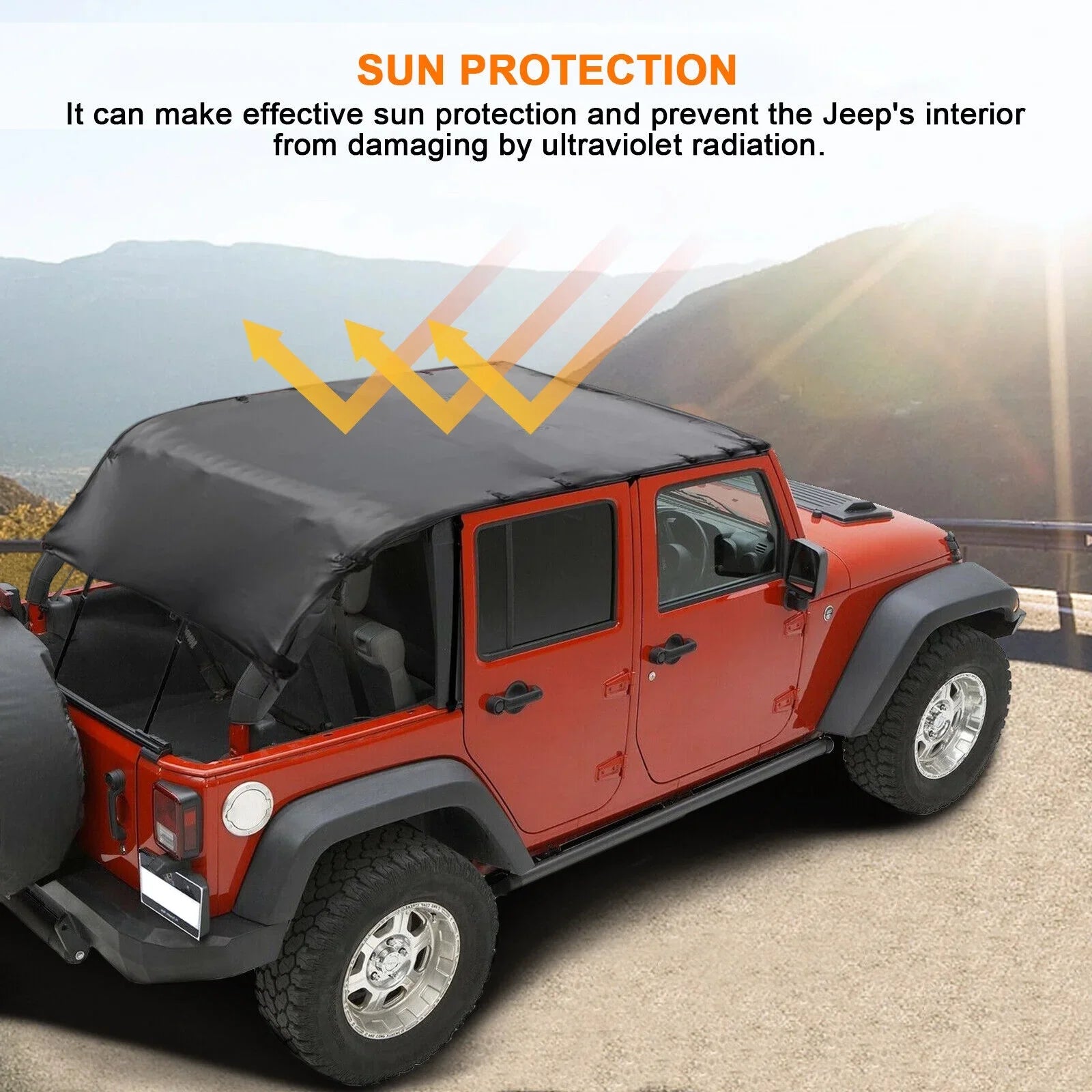 Stylish Soft Top Bikini Top Cover for Jeep Wrangler JK 2007-2017 2-Door Extended PU Leather Anti-UV Top Roof Black