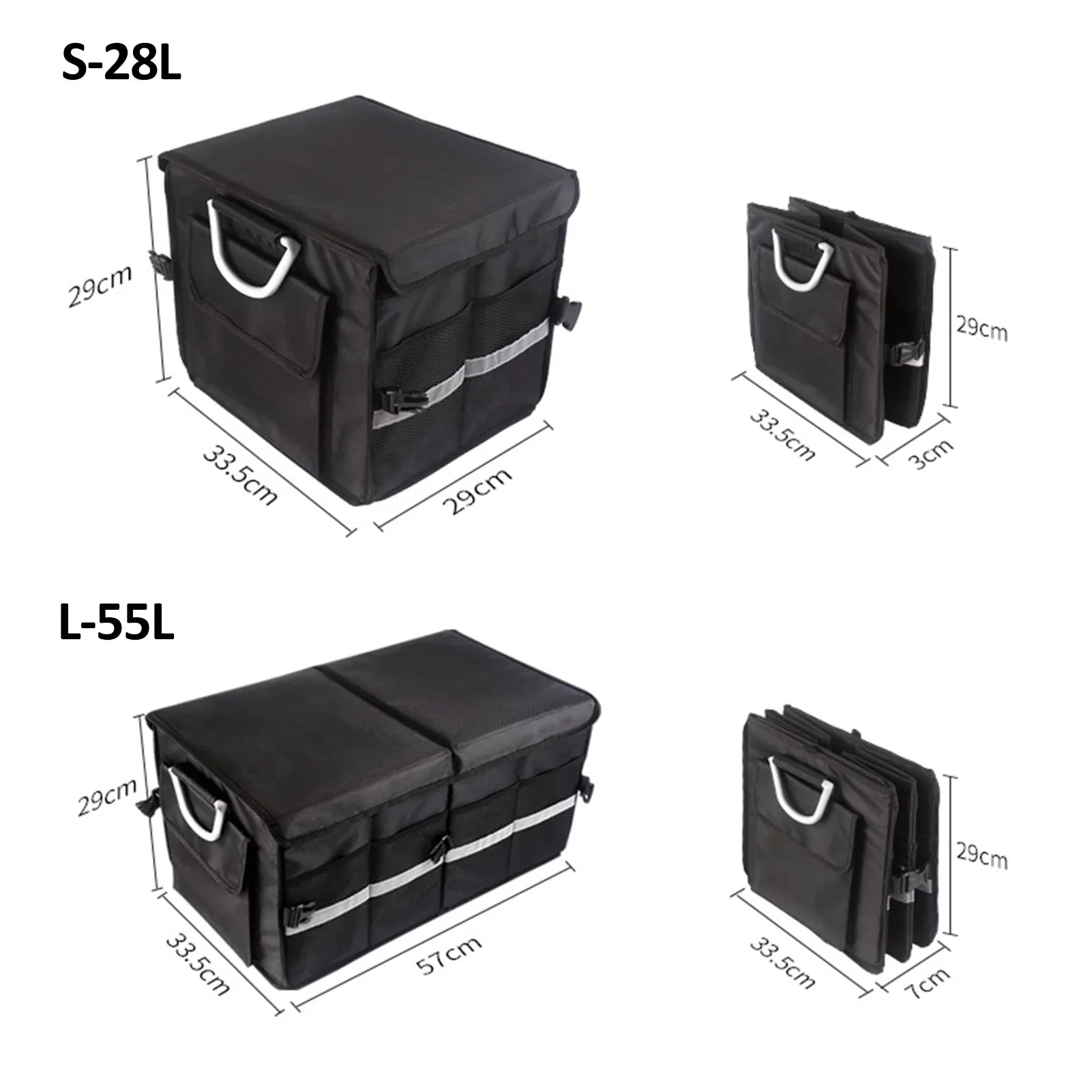 Folding Car Storage Box, Car Trunk Organizer, Oxford Cloth, Reflective Strip, 28L - Exclusive Design