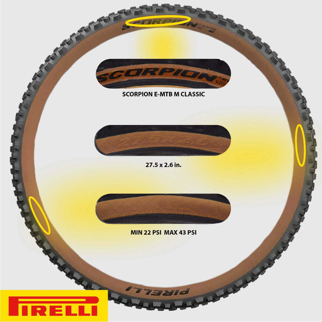 Pirelli Scorpion E-MTB M 27.5 x 2.6 Mountain Bicycle Tire, Versatile E-Mountain Bike Tire for Trail and Enduro Use, Mixed Terrain, E-Bike MTB, Tubeless Ready Clincher TLR + SmarTUBE 23/32-622