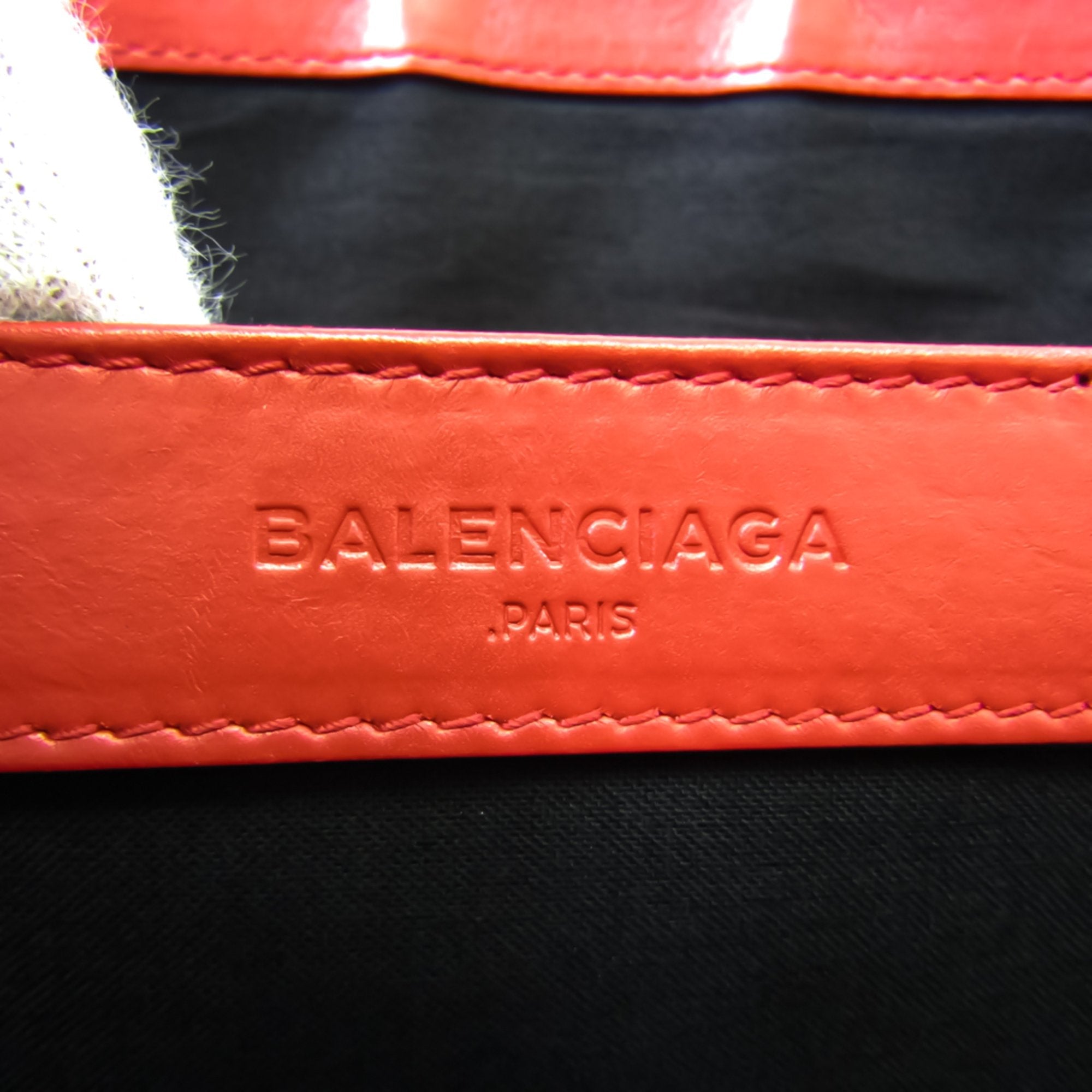 Stylish Pre-Owned Balenciaga 373840 Women's Leather,Canvas Clutch Bag,Pouch Beige,Red Color (Good)