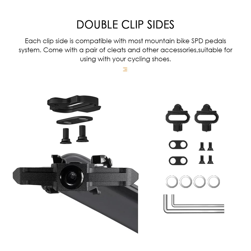 Efficient Double Sided Clip Pedals MTB Pedals with Cleats for Optimal Transfer