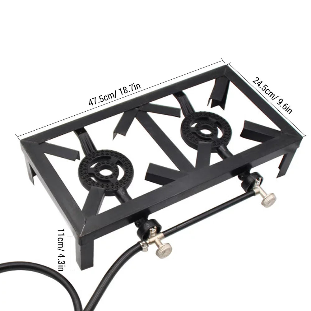 Htovila Propane Gas Double Cast Iron Stove for Patio Camping BBQ Cooking (Standard), Furnace for Excursions - Exclusive Design