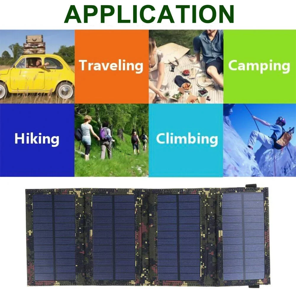 JLLOM 2Pcs 80W USB Solar Panel Folding Portable Power Bank Outdoor Hiking Phone Charger Kit - Exclusive Design