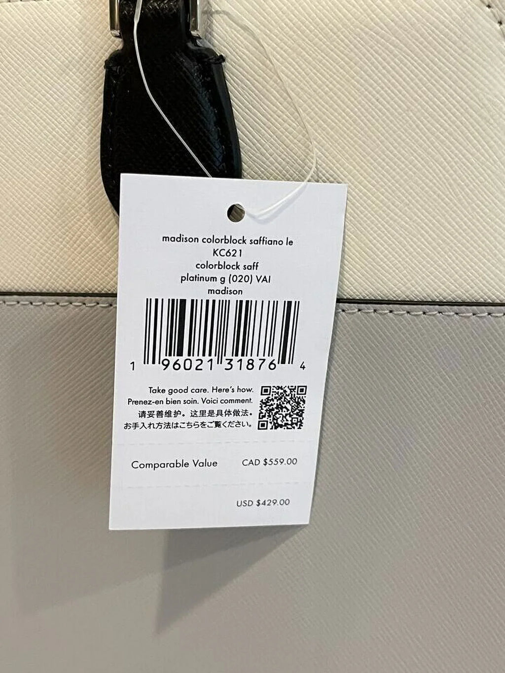 Stylish Kate Spade Madison Medium Platinum Grey Colorblock Leather Satchel Bag Purse KC621