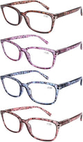 DOOViC 4 Pack Computer Reading Glasses Blue Light Blocking Anti Eyestrain Spring Hinge Stylish Readers for Women 2.25 Strength