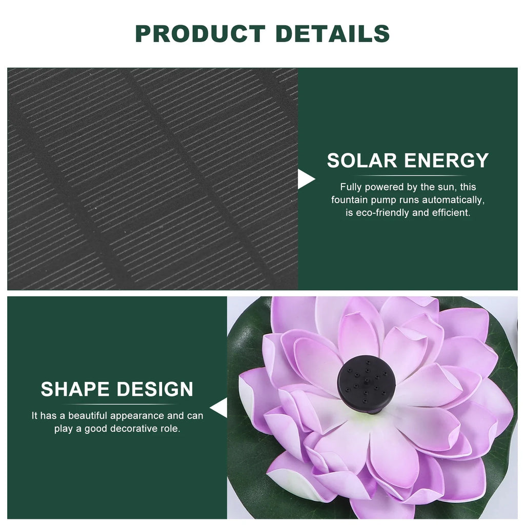 Stylish Gongxipen 1 Set Lotus Solar Fountain Outdoor Waterscape Fountain Pond Floating Fountain