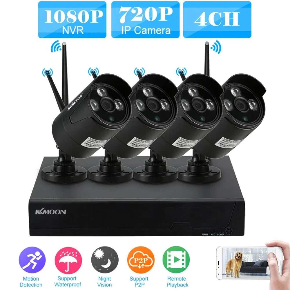 Webcam,Vision Wifi Nvr P2p Ir-cut Vision Webcam Wifi 4ch 1080p Wifi Ip Waterproof Ip Camera Kit With 4pcs 1080p Wifi 1080p Wifi 4pcs 1.0mp Support P2p Wifi Waterproof - Exclusive Design