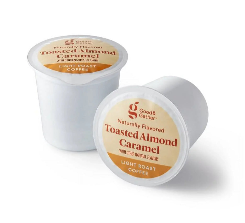 Stylish 2 pack Naturally Flavored Toasted Almond Caramel Light Roast Coffee - 16ct Single Serve Pods