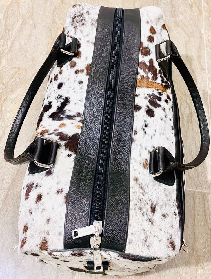 Stylish Duffle bag hair on leather bag Cow hide bag travel bag weekender Travel, Sports & Gym Luggage Bag