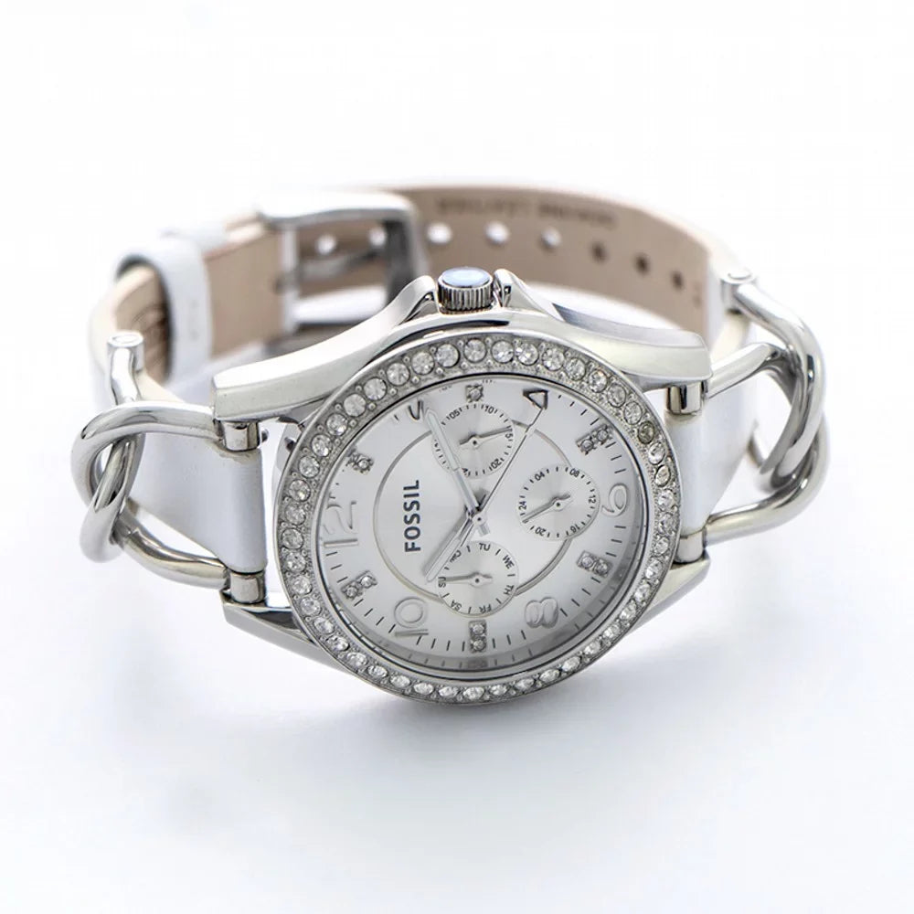 Fossil Women's Riley Analog Display Analog Quartz White Watch 38MM ES3463