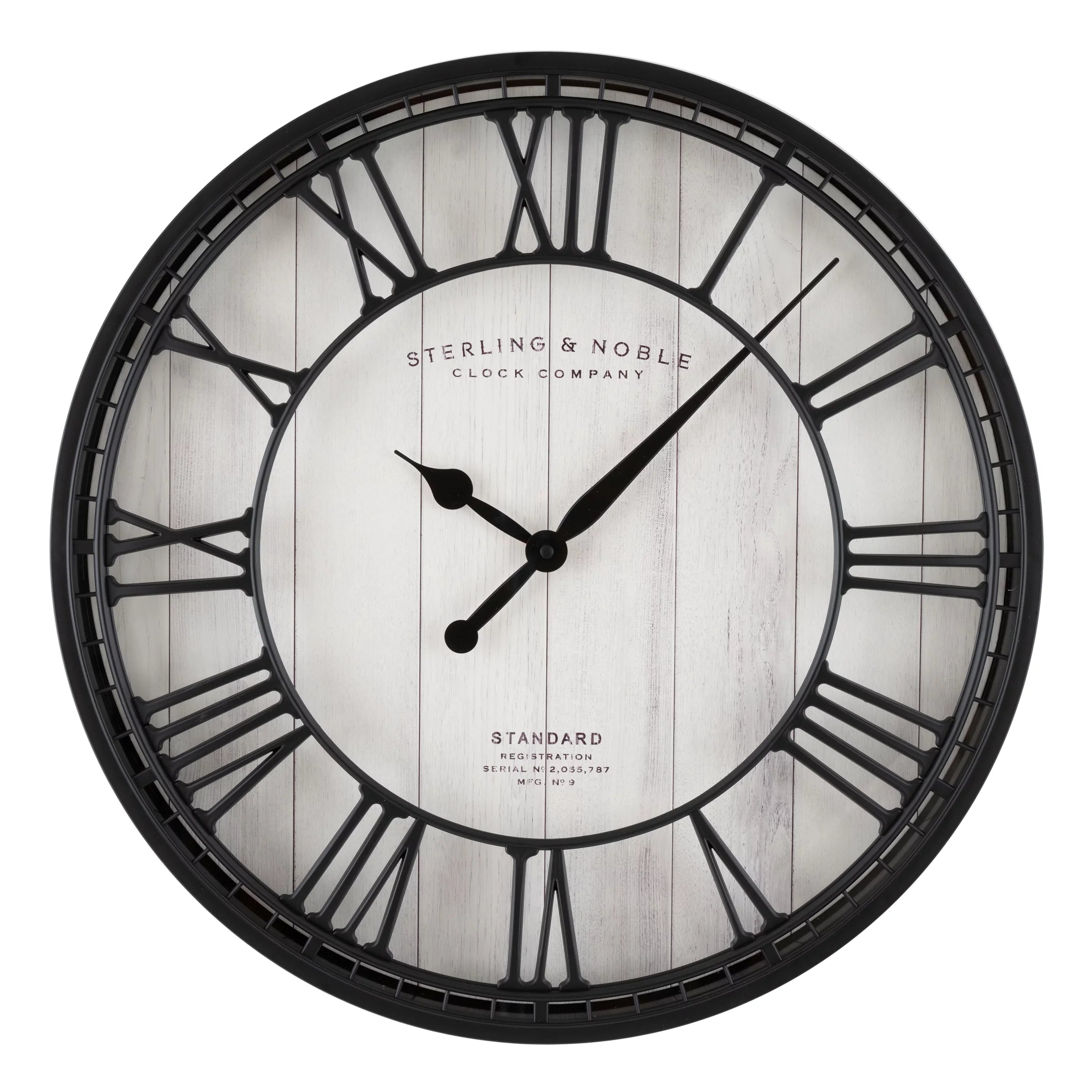 Stylish Better Homes & Gardens 20" Black and White Analog Round Raised Roman Numerals Grill Wall Clock