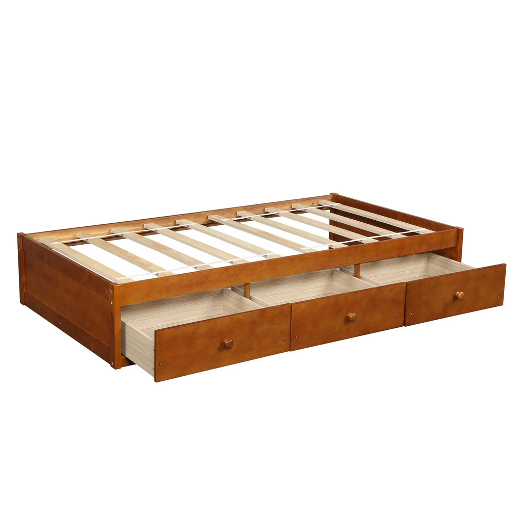 Oris Twin Size Wooden Platform Bed - Oak - Exclusive Design