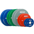 NEXO Color 175LB Rubber Bumper Plate Set - Premium Matte Finish 2x 45LB 2x 25LB 2x 10LB 2x 5LB & 2x 2.5LB Colored Cross Training Weight Plates - Exclusive Design