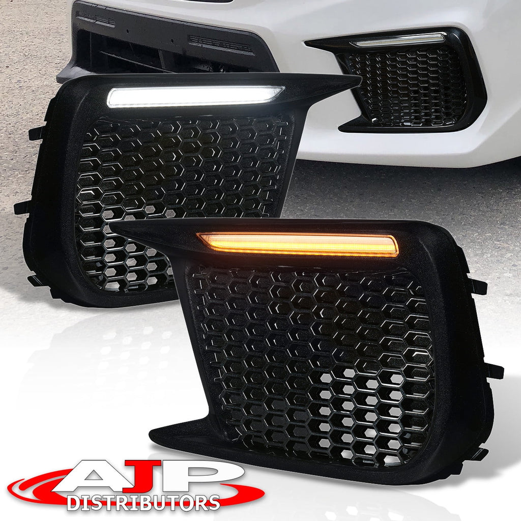 AJP Distributors Amber Sequential Switchback LED DRL Running Indicator Blinker Turn Signal Fog Lamps Lamps Bezel Kit Set Pair Compatible/Replacement For Subaru WRX STI 2018 2019 2020 2021 18 19 20 21