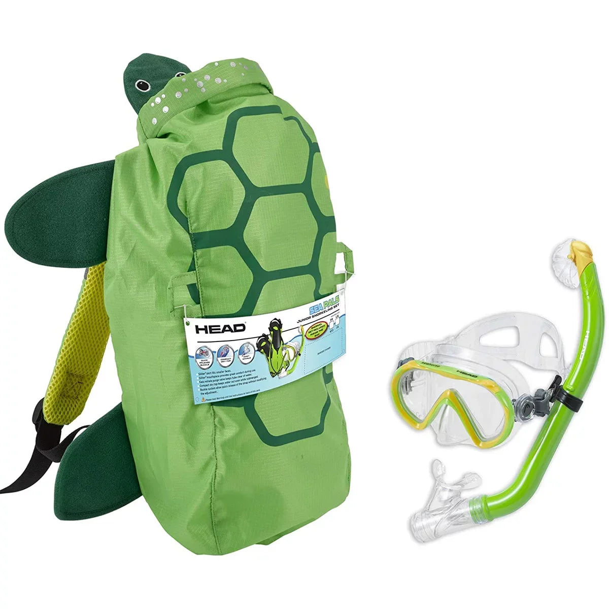 HEAD 480315SFSQULXL Premium Youth Sea Pals Snorkel Mask & Fins Set, Purple, LXL - Exclusive Design