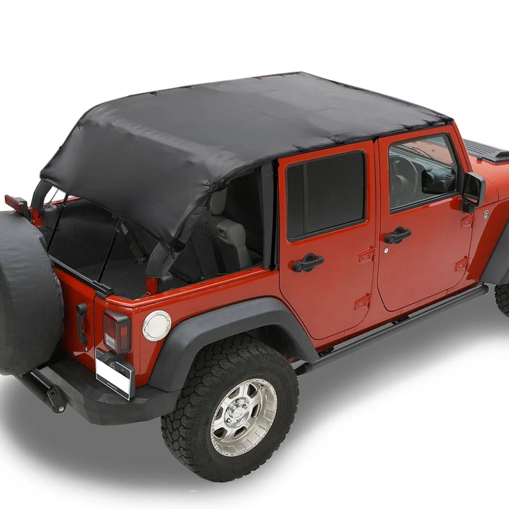 Stylish Soft Top Bikini Top Cover for Jeep Wrangler JK 2007-2017 2-Door Extended PU Leather Anti-UV Top Roof Black