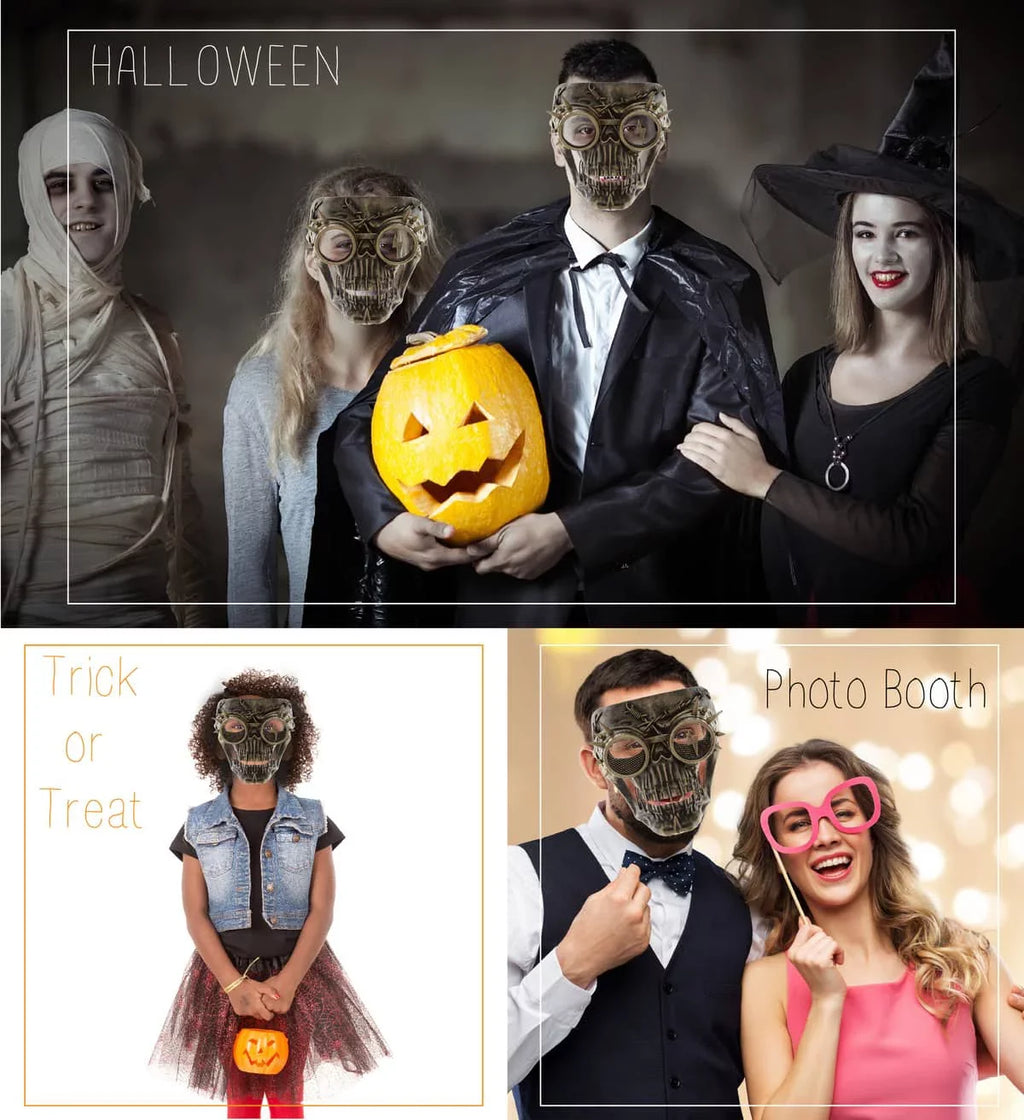 Stylish Attitude Studio Steampunk Wired Skeleton Full Face Mask Goggles Costume - Gold