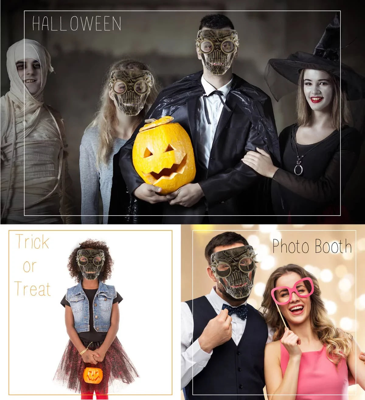 Stylish Attitude Studio Steampunk Wired Skeleton Full Face Mask Goggles Costume - Gold