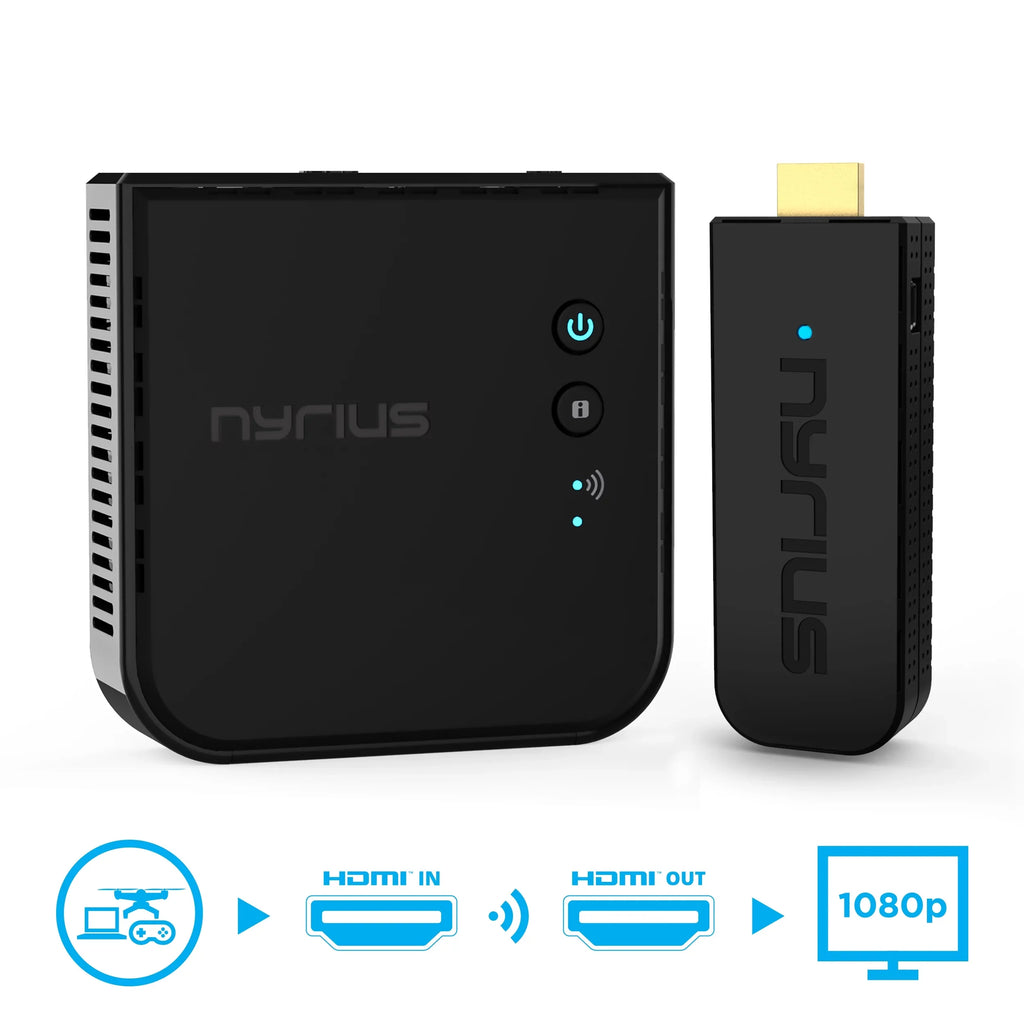 Nyrius Aries Pro Wireless HDMI Transmitter and Receiver to Stream HD 1080p 3D Video from Laptop, PC, Cable, Netflix, YouTube, PS4, Drones, Pro Camera, to HDTV/Projector/Monitor - 5 Pack - Exclusive Design
