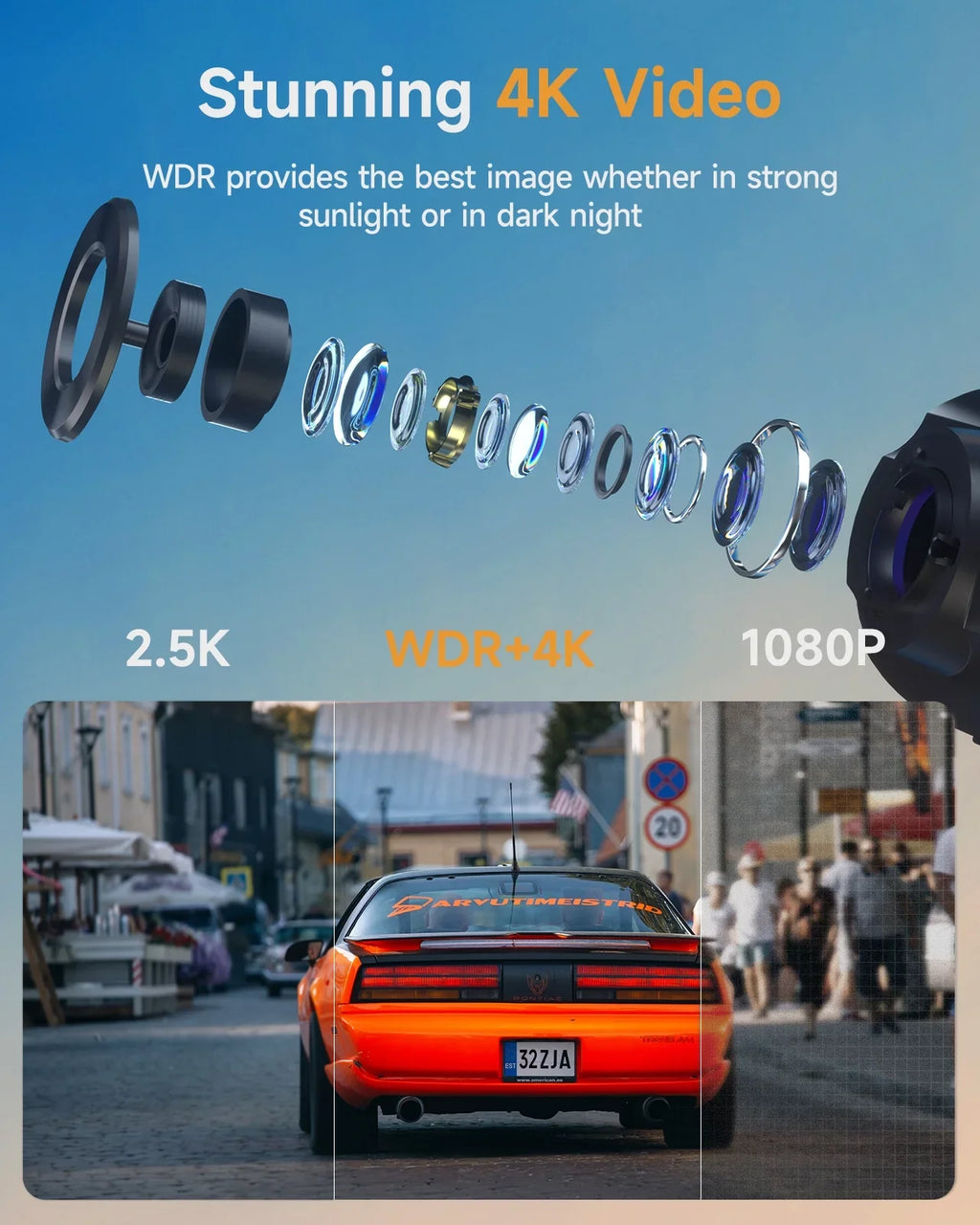 4K Dash Cam WiFi GPS,4K+1080P Front and Rear, Car Dash Camera, Dashcam with 2" LCD Screen, 170Â° Wide Angle, WDR, Night Vision,Parking Mode, G-Sensor,Black - Exclusive Design