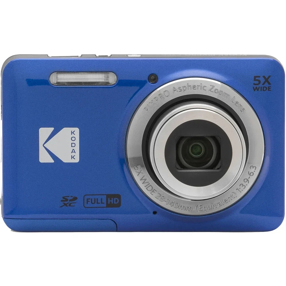 Kodak PIXPRO FZ55 Digital Camera (Blue) + Extra Battery +Tripod + Case -64GB Kit