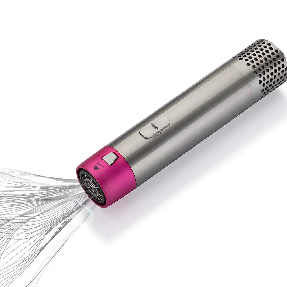 5-in-1 Electric Hair Dryer Brush - Negative Ionic Hair Styler with Detachable Brush Heads - Blow Dryer Brush for Straightening and Automatic Curling Styling, Color: GreyRed
